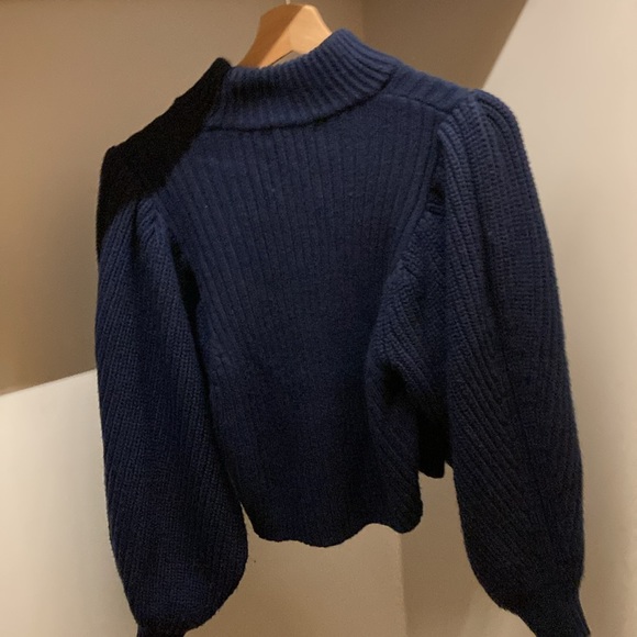 ASOS Chunky knit sweater with sleeve puffed sleeve in blue size 4 - Picture 4 of 6